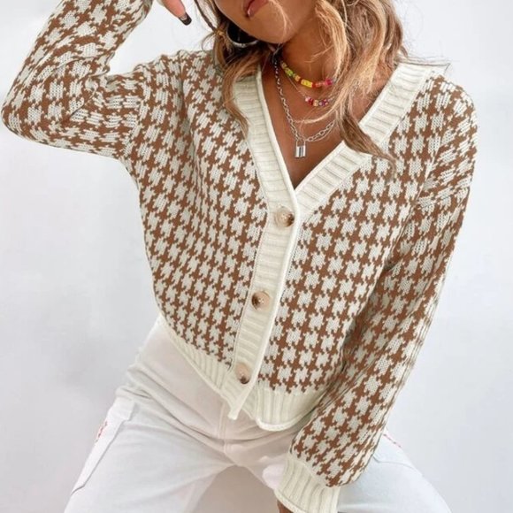 Houndstooth print Button down cardigan - Picture 5 of 5